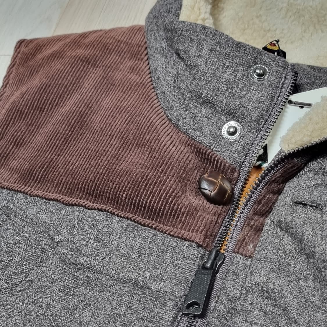 새제품100 지오지아 코듀로이 패치 헌팅 울패딩 조끼 베스트 빈티지 상품이미지6