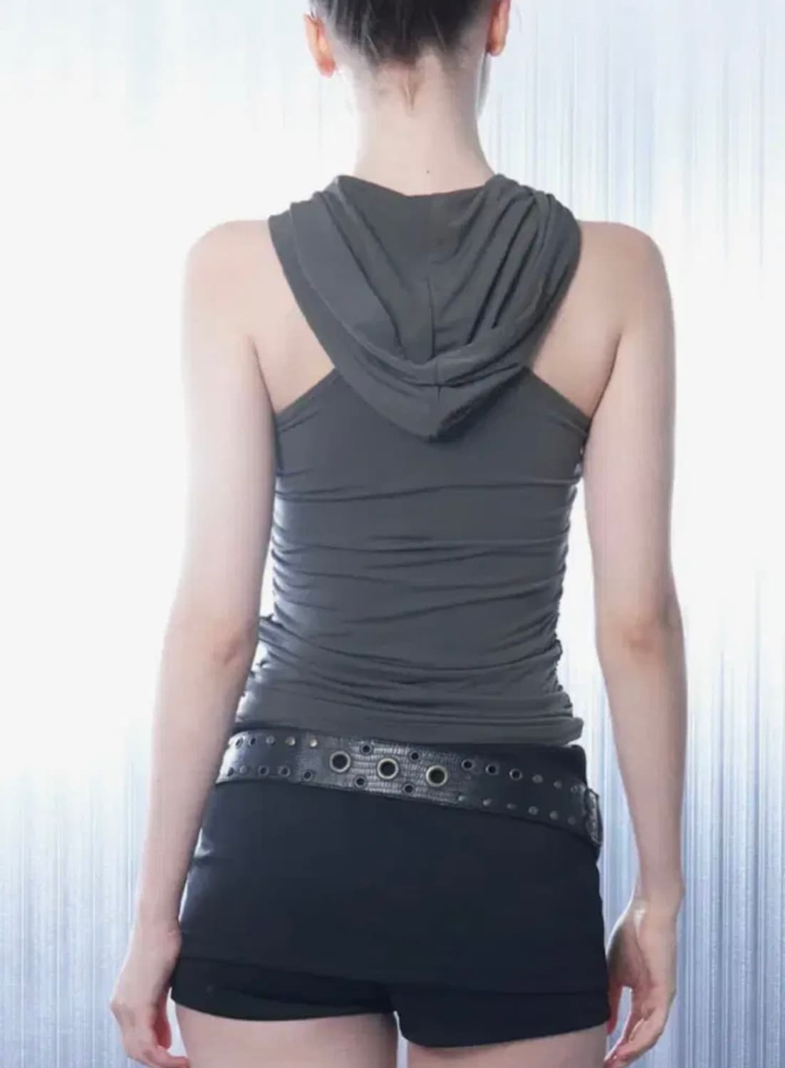 hillda 힐다 홀 슬리브리스 후디 카키 상품이미지2