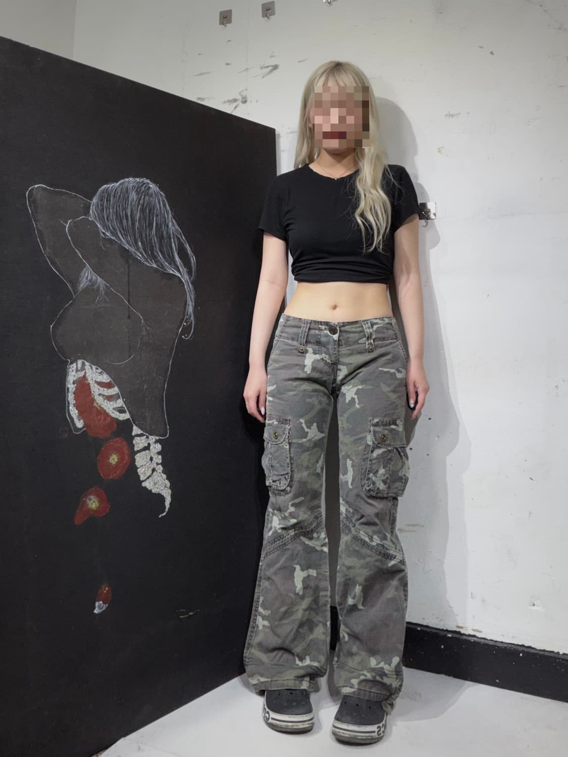 JPN 일본 빈티지 밀리터리 카모 부츠컷 로우라이즈 카고 팬츠 M 상품이미지6