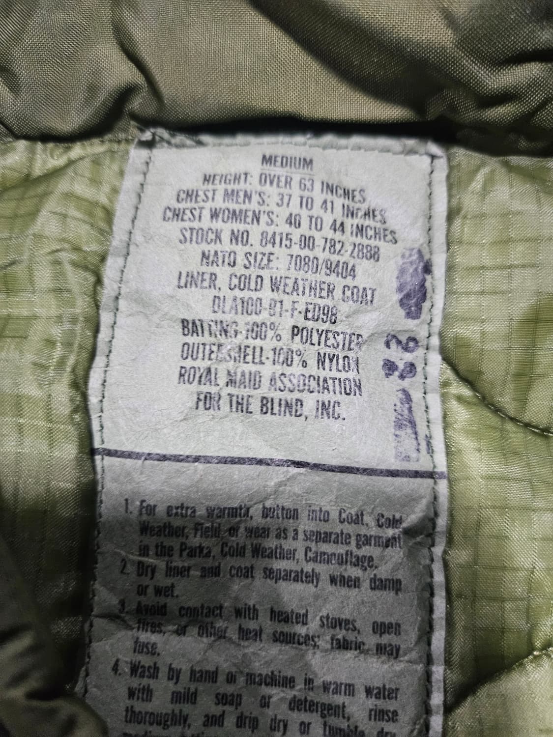 미군오리지날 m65내피 커스텀 상품이미지2