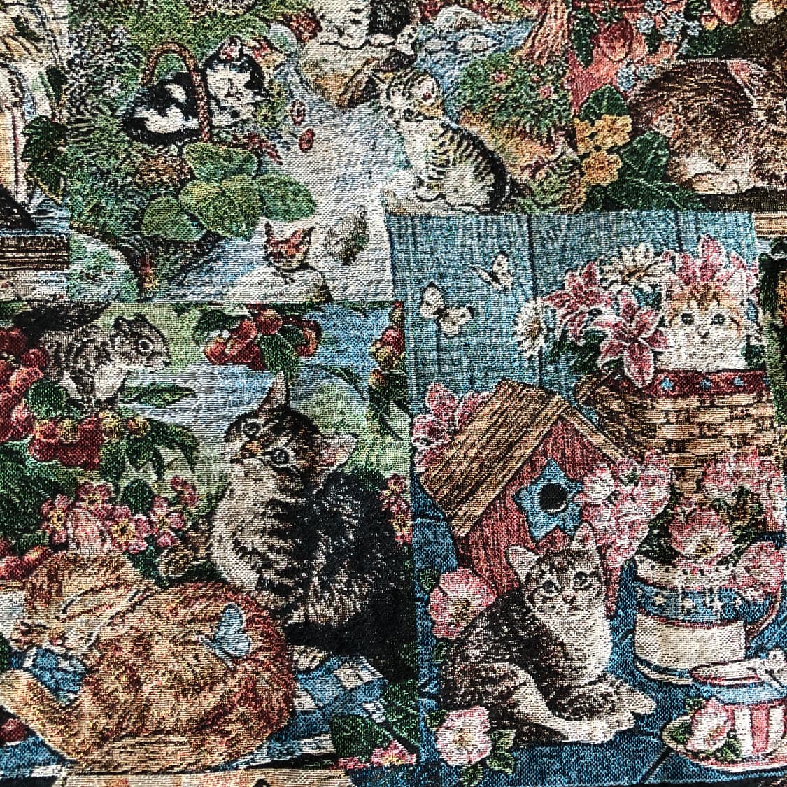 고양이 패턴 자투리 원단 자수 앤틱 천 봉제 파우치 미싱 핸드메이드 상품이미지3