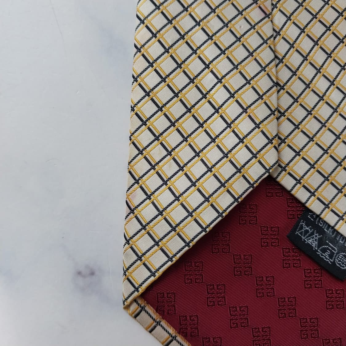 지방시 실크 베이지 체크 패턴 넥타이 10cm B등급 K2491
 상품이미지10