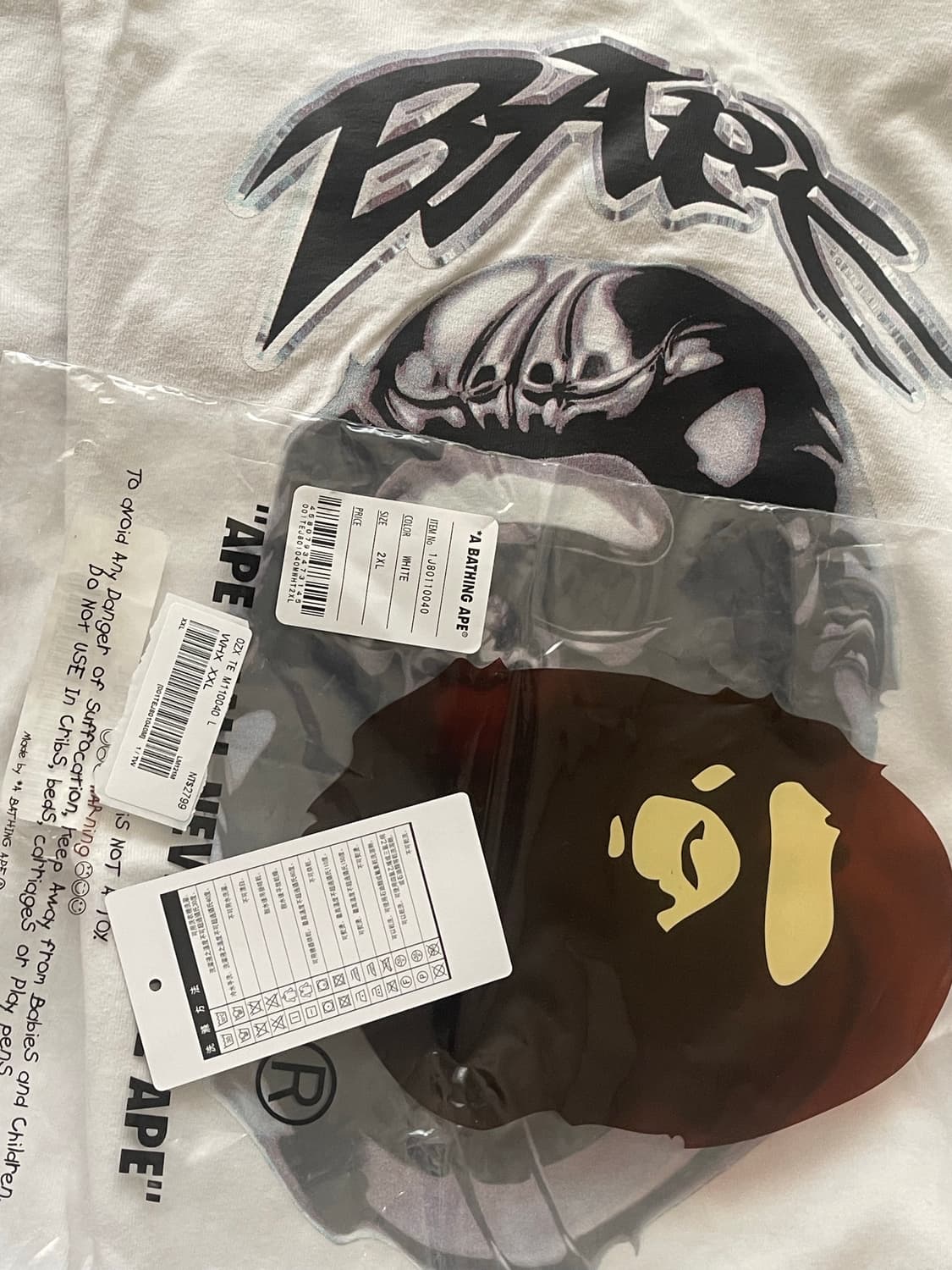 [2XL] BAPE Ape Head Graffiti Tee 화이트 상품이미지5