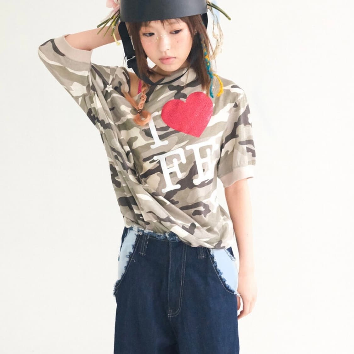 샵페어리 cowl neck button t-shirt (camo) 상품이미지1