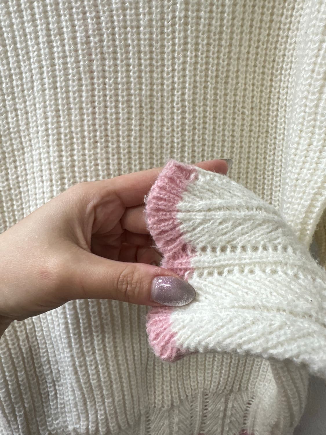 일본빈티지 핑크 스캘럽 하트버튼 니트 포켓 가디건 상품이미지6