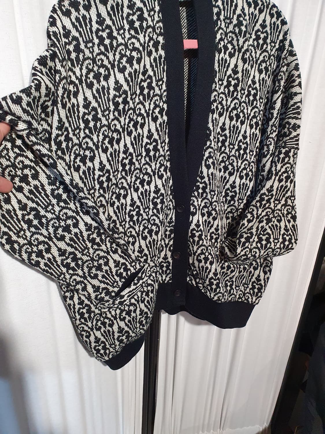 빈티지 패턴 니트 가디건 블랙/아이보리 2200320 상품이미지3