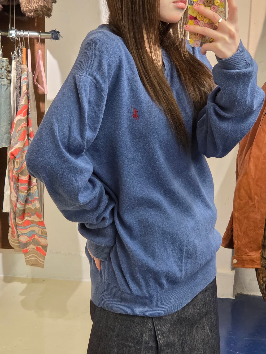 PRL 폴로 랄프로렌 피마코튼 브이넥 니트 상품이미지1