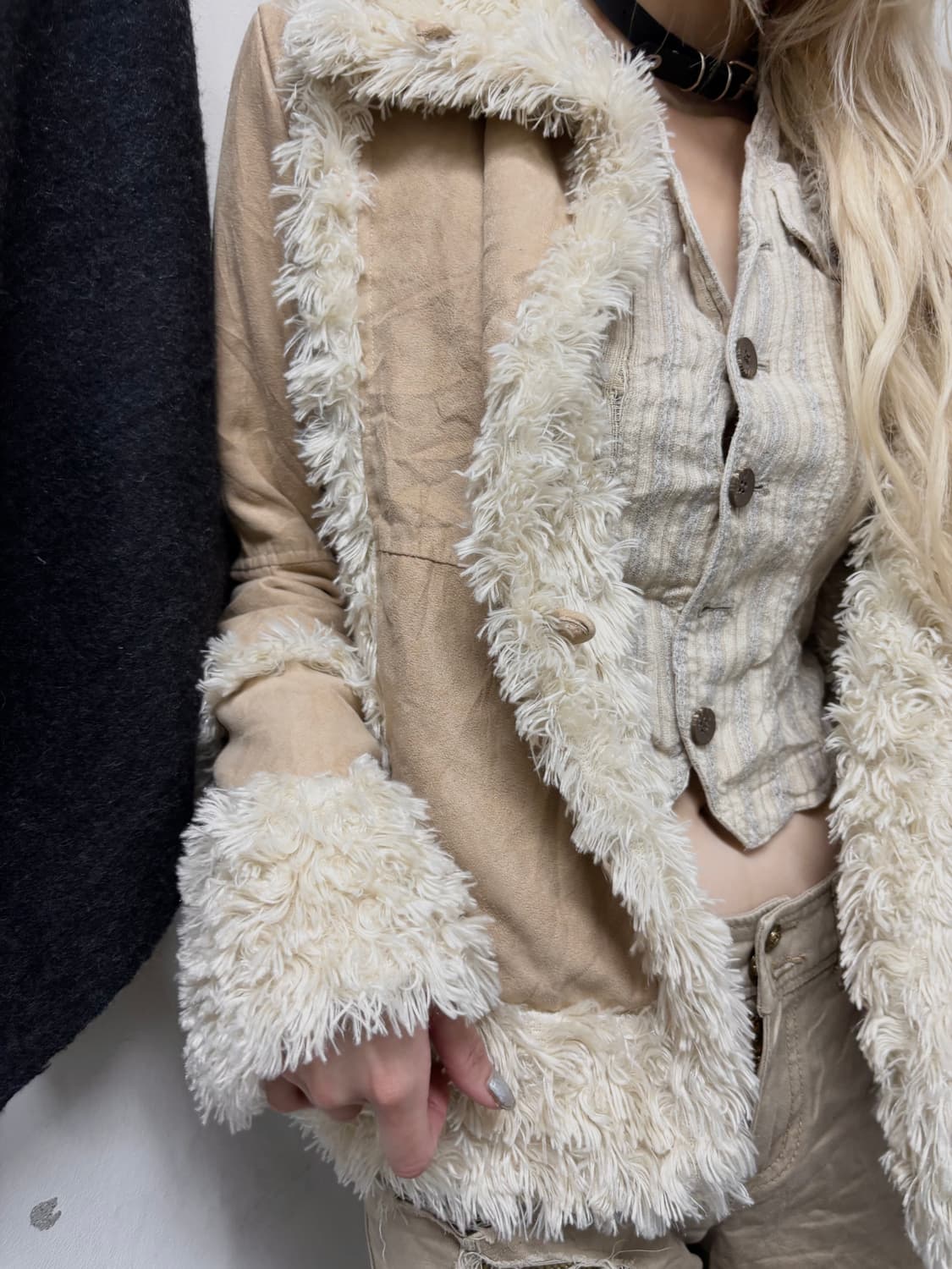 Ivory Fur Trimming 00’s Beige Jacket 상품이미지2