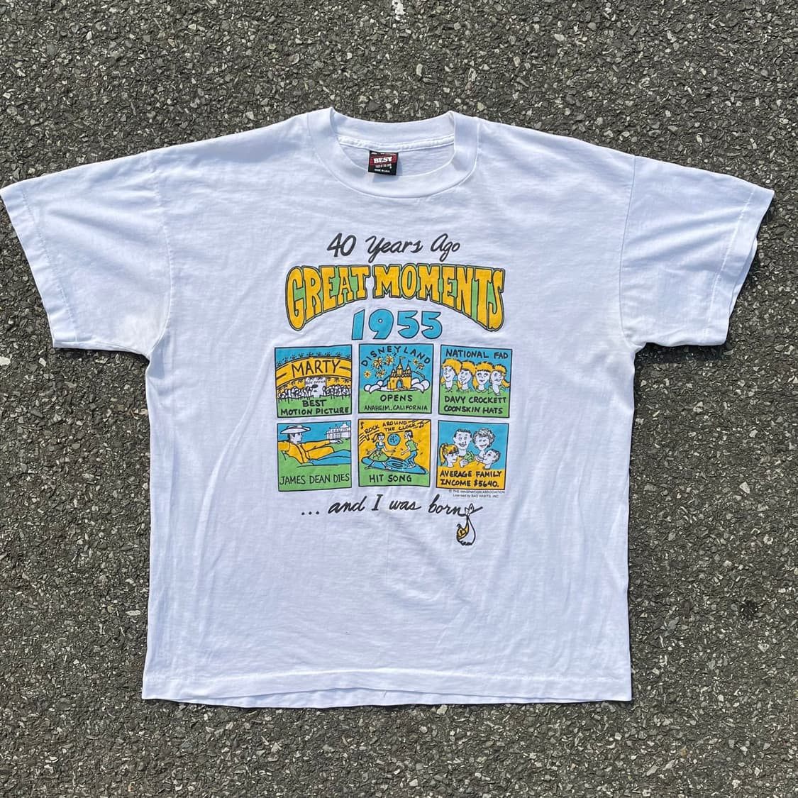 90‘s 미국 제조 프룻오브더룸 화이트 프린팅 반팔티 상품이미지1