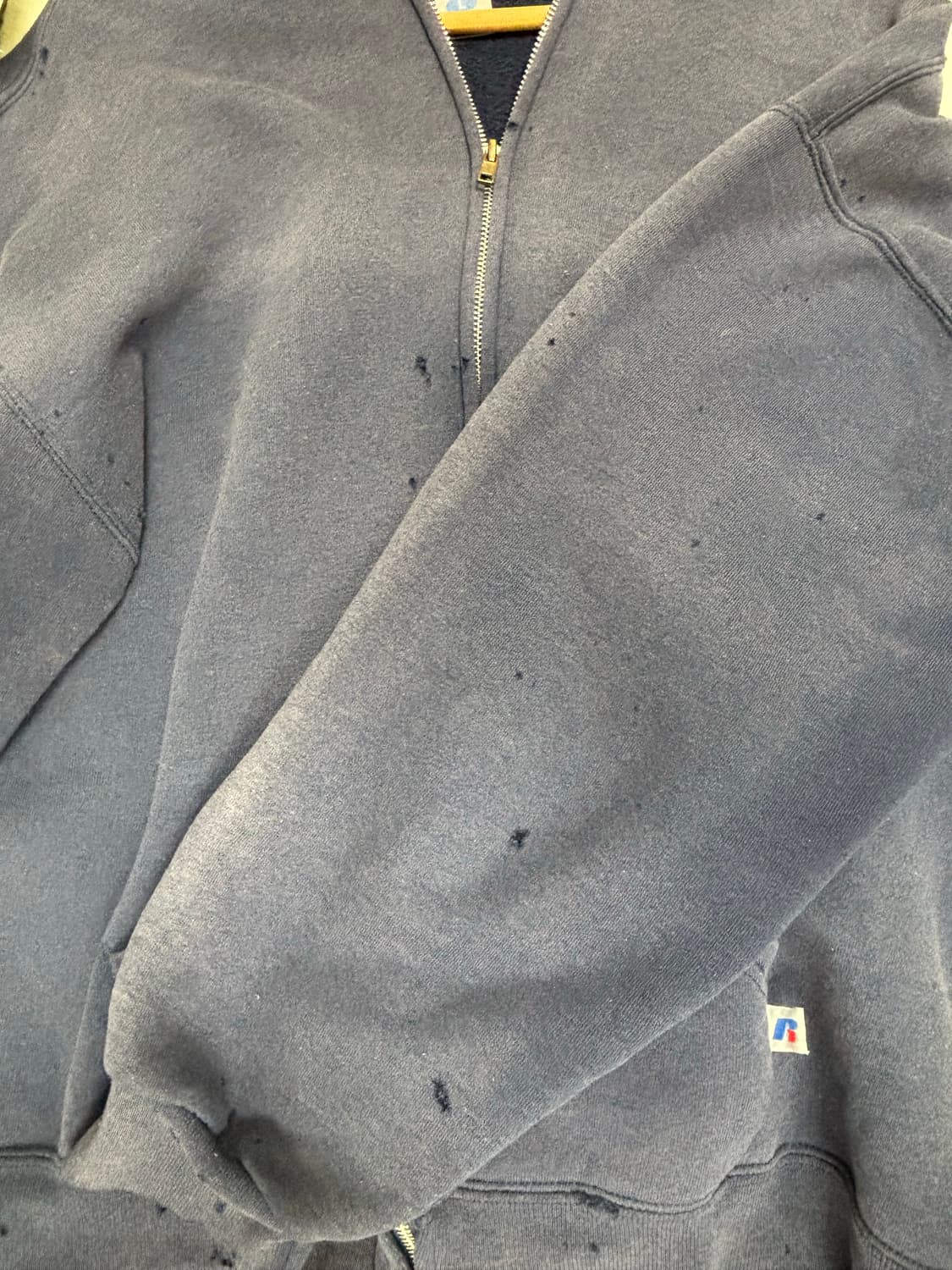 90‘s Russell 트래쉬드 데미지 후드 네이비 상품이미지3