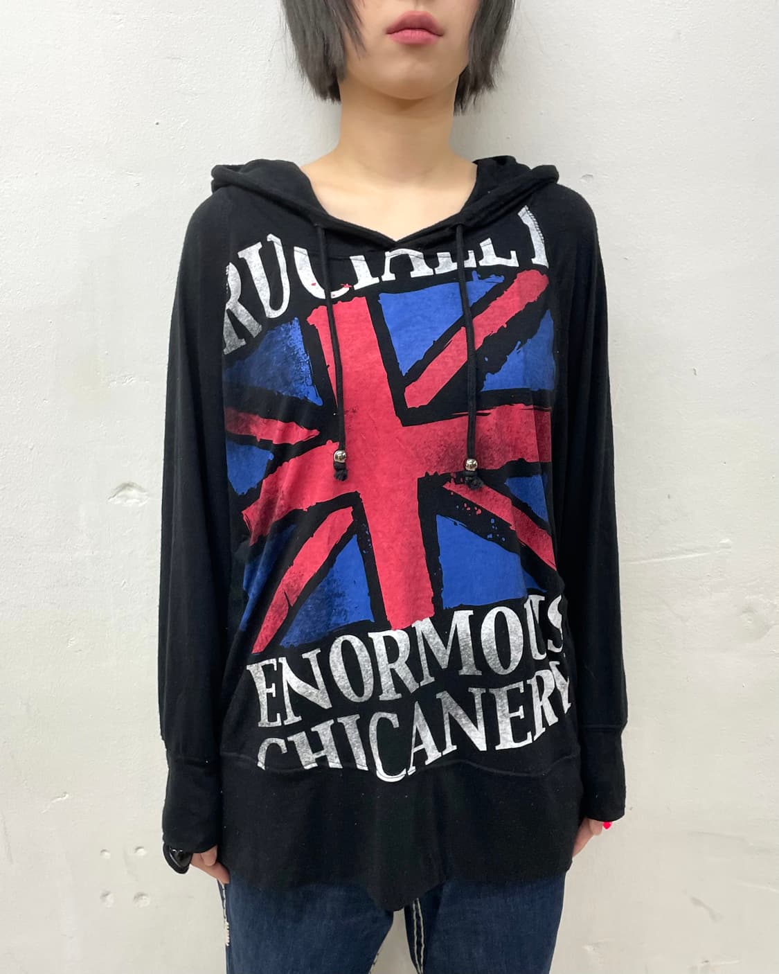 American flag rough black hoodie  상품이미지3