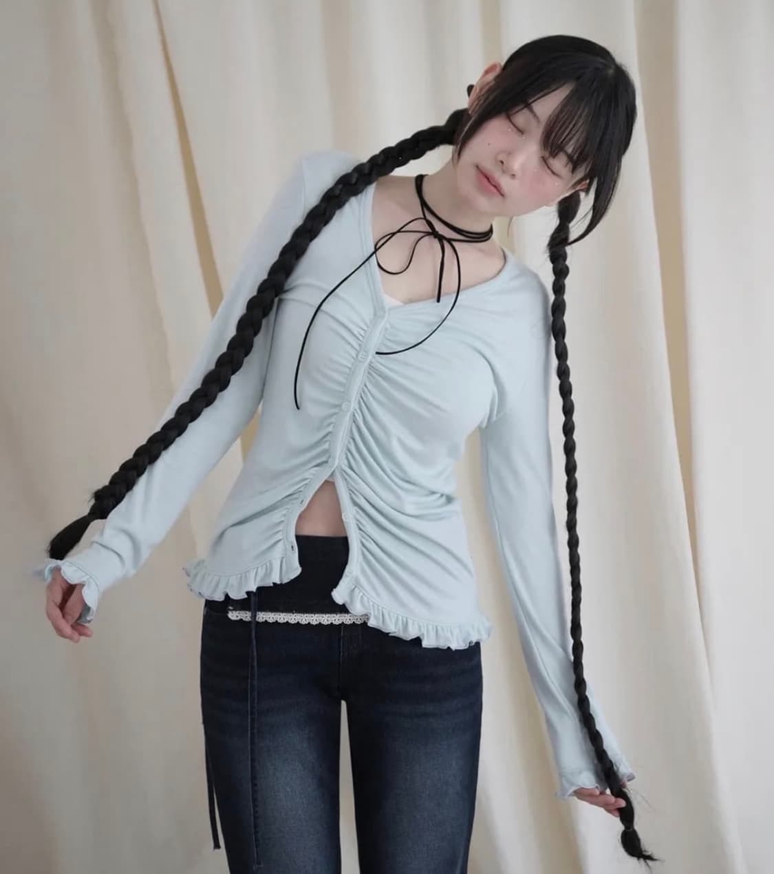 미레코 민트 셔링 가디건 상품이미지1