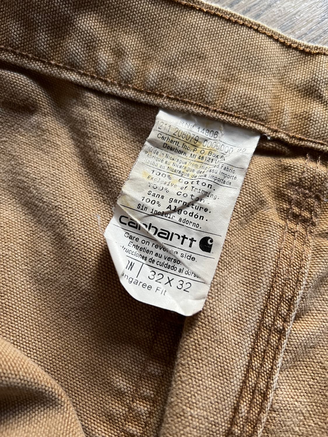 [32]칼하트 USA 빈티지 페인팅 브라운 싱글니 워크팬츠 상품이미지5