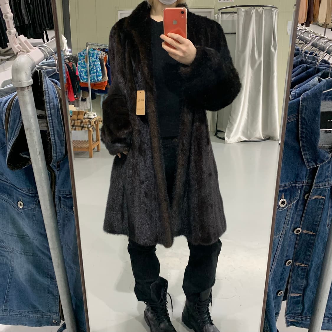 사가 로얄 밍크 롱코트 빈티지 리얼퍼자켓 다크 브라운 남녀공용 상품이미지4