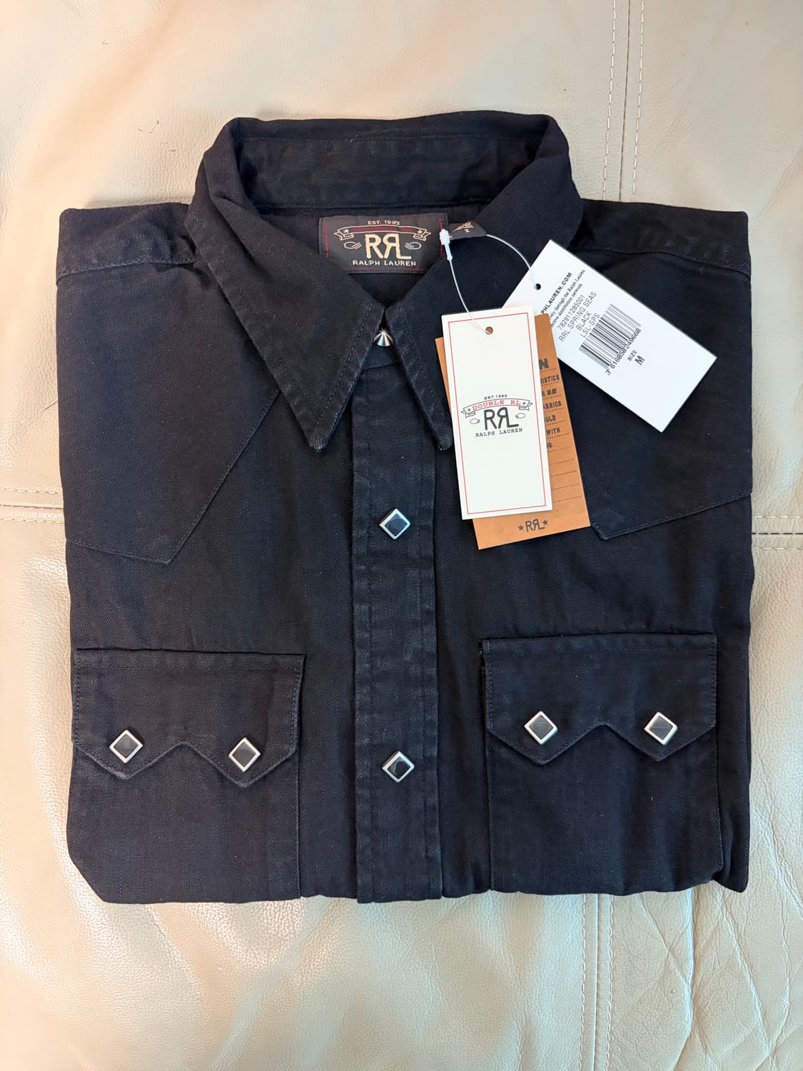 RRL 더블알엘 슬림 핏 데님 웨스턴 셔츠 블랙 M 상품이미지2