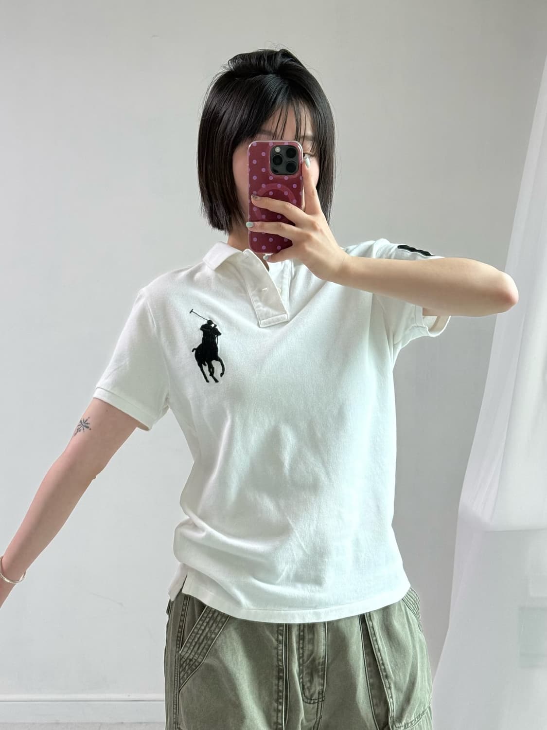 폴로 화이트 네이비 빅포니 피케이 티셔츠 상품이미지3