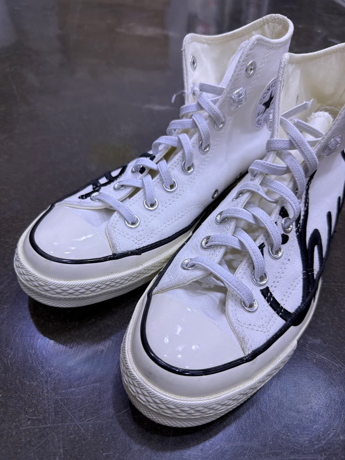 컨버스 척테일러 70 하이 자수 레터링 화이트 블랙 260 상품이미지3