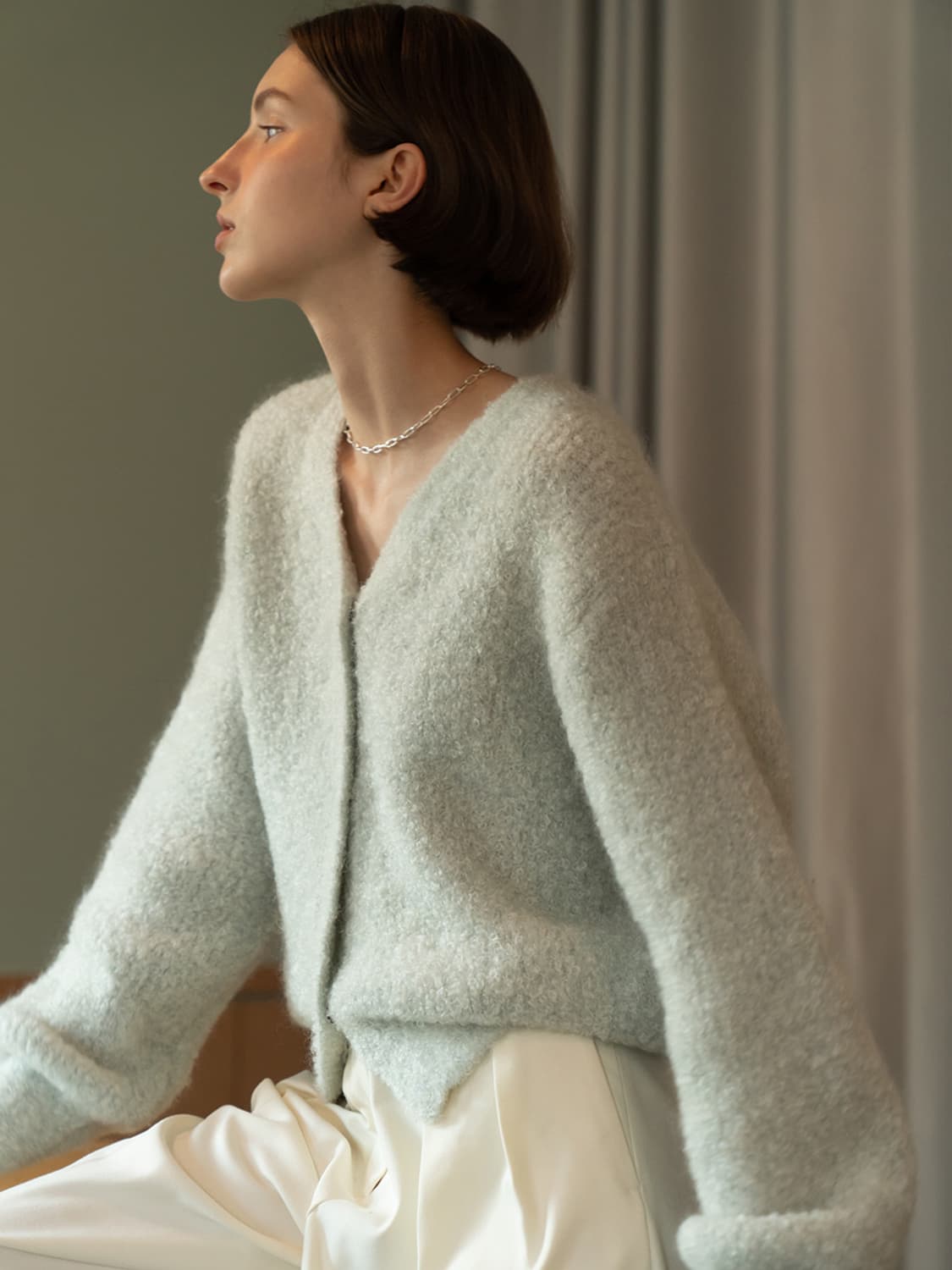 thetis 더티스 브이넥 모헤어 부클 니트 가디건 새상품 F 상품이미지1