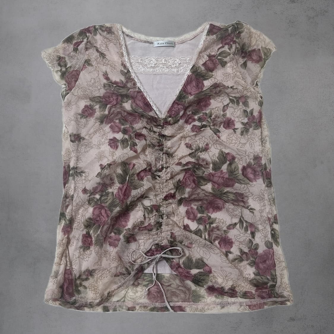 rosa cheri 빈티지 블로럴 모리 셔링 탑 상품이미지1
