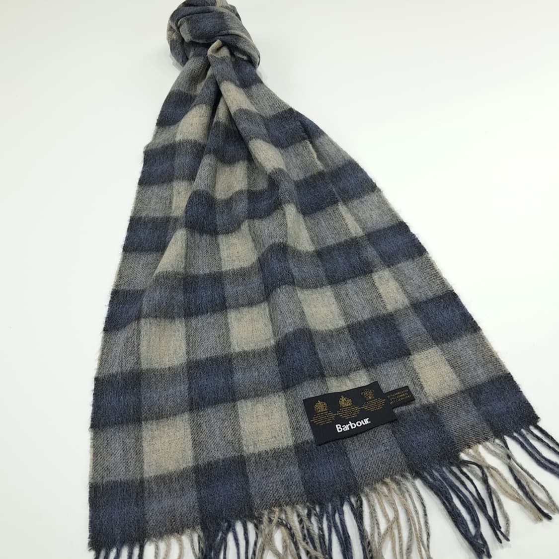 MX247 바버 네이비잉크 버팔로체크 램스울 캐시미어 목도리 머플러 상품이미지3