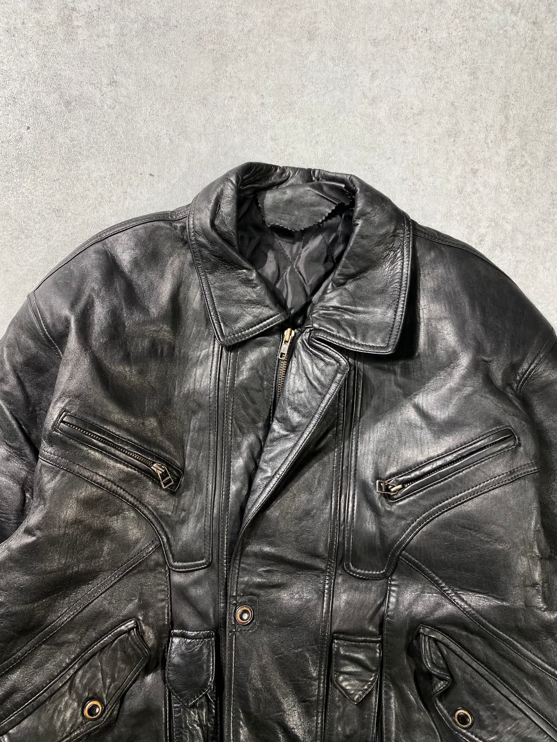 [XL] 90s Vintage 빈티지 멀티포켓 양가죽 레더 봄버자켓 상품이미지2