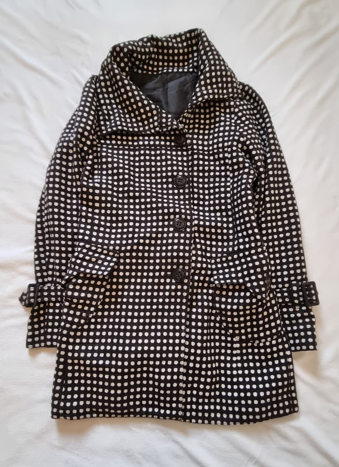 빈티지 모리걸 하구미 갸루 브라운 도트 코트 상품이미지1
