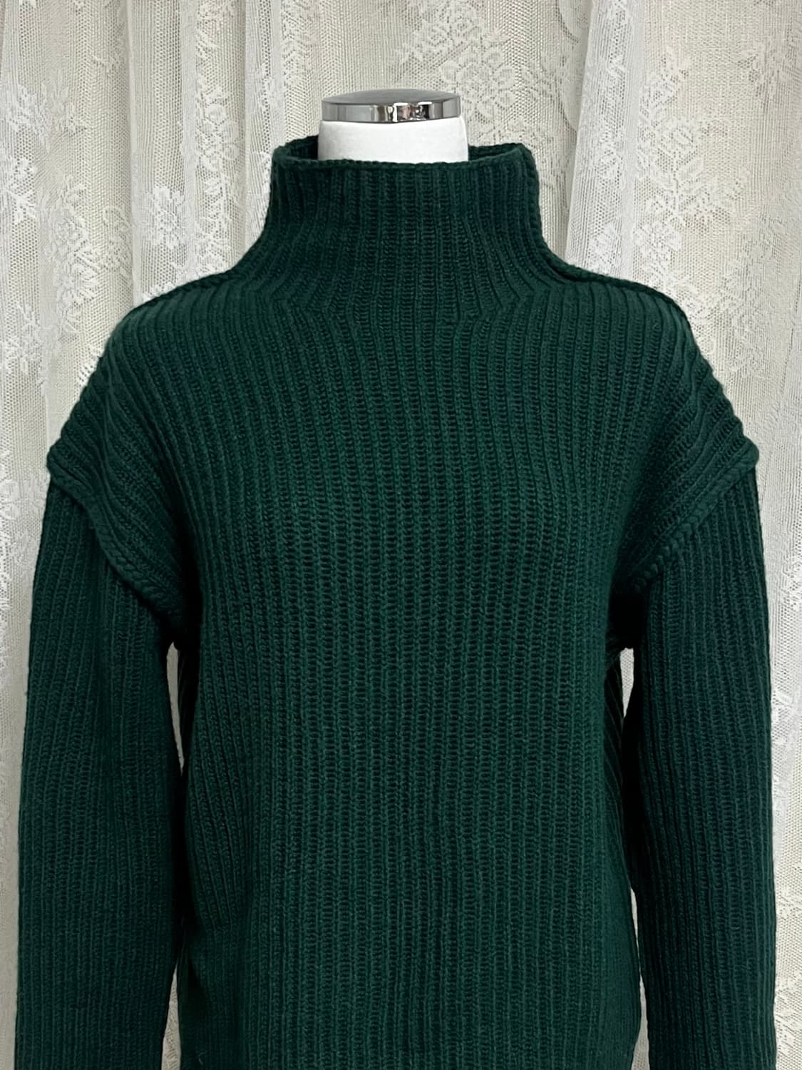 S) 토리버치 캐시미어 블렌드 폴라 니트 그린 상품이미지3