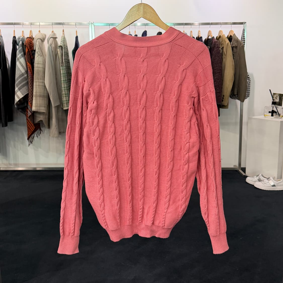 [40] 던힐 꽈배기 니트 가디건 핑크  상품이미지2