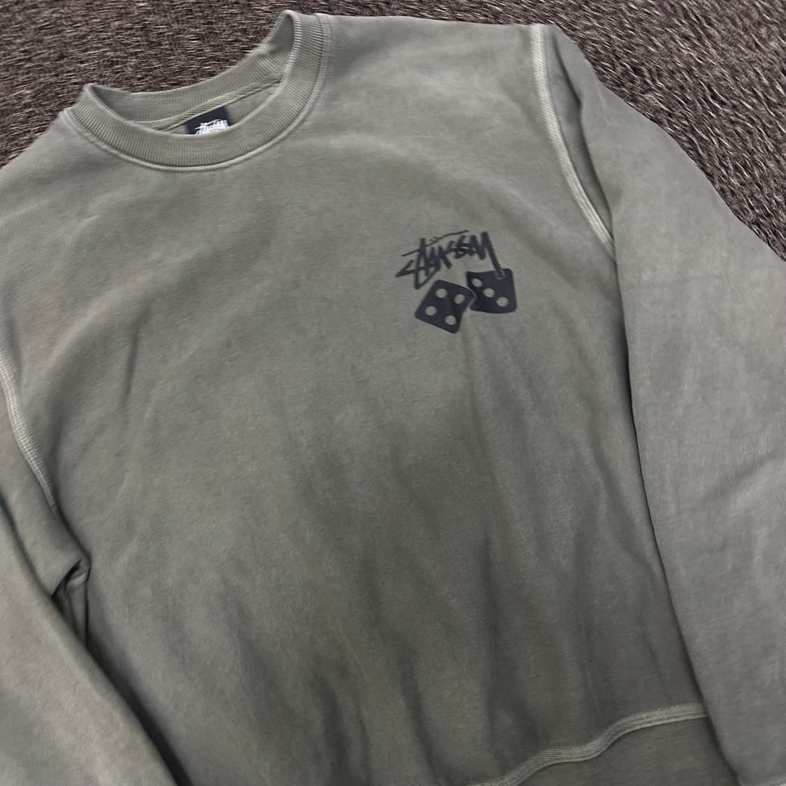 Stussy 스투시 다이스 피그먼트 다이드 맨투맨 카키 S 상품이미지2