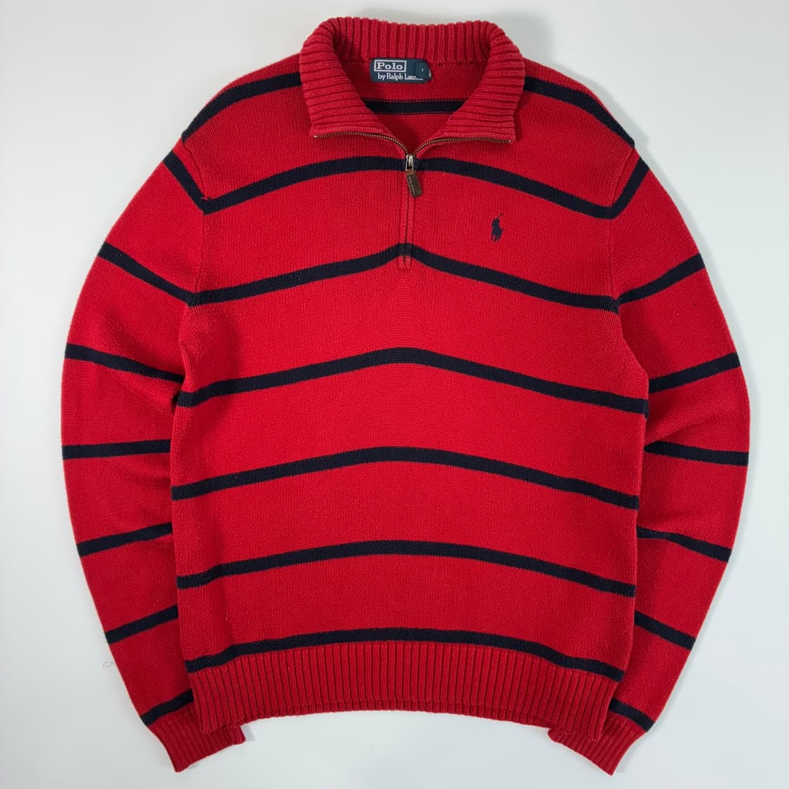 Polo 폴로 랄프로렌 레드 스트라이프 쿼티집업 니트 상품이미지1