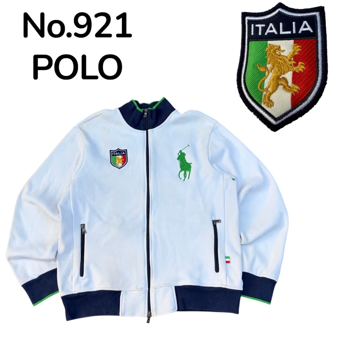 극희귀 폴로 빅포니 이탈리아 화이트 집업 져지 L 상품이미지2