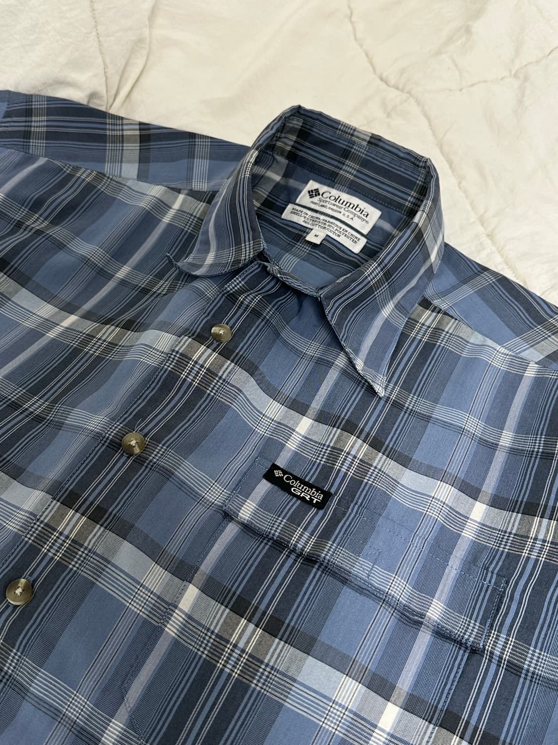 콜롬비아 체크 반팔 셔츠 라지 상품이미지3