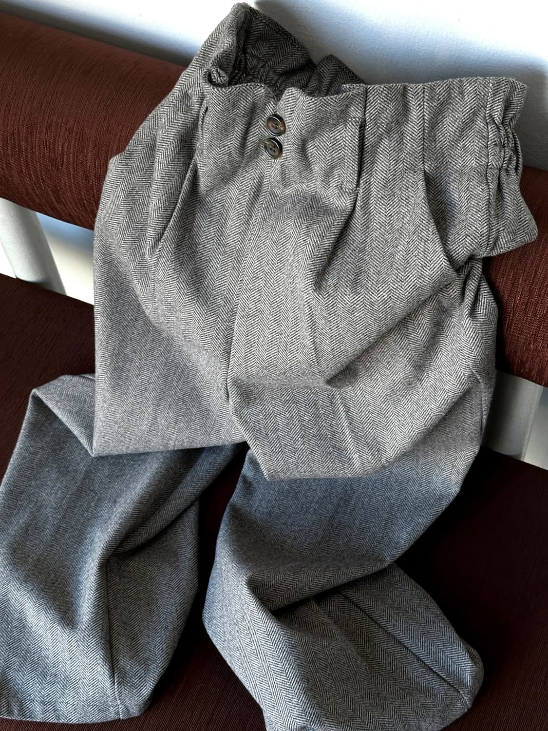 Design pattern banded wide trousers 상품이미지1