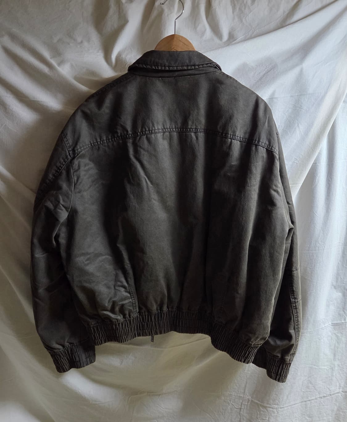 자라 zara 왁스 가공 워시드 봄버 마원 자켓 카키 L 상품이미지3