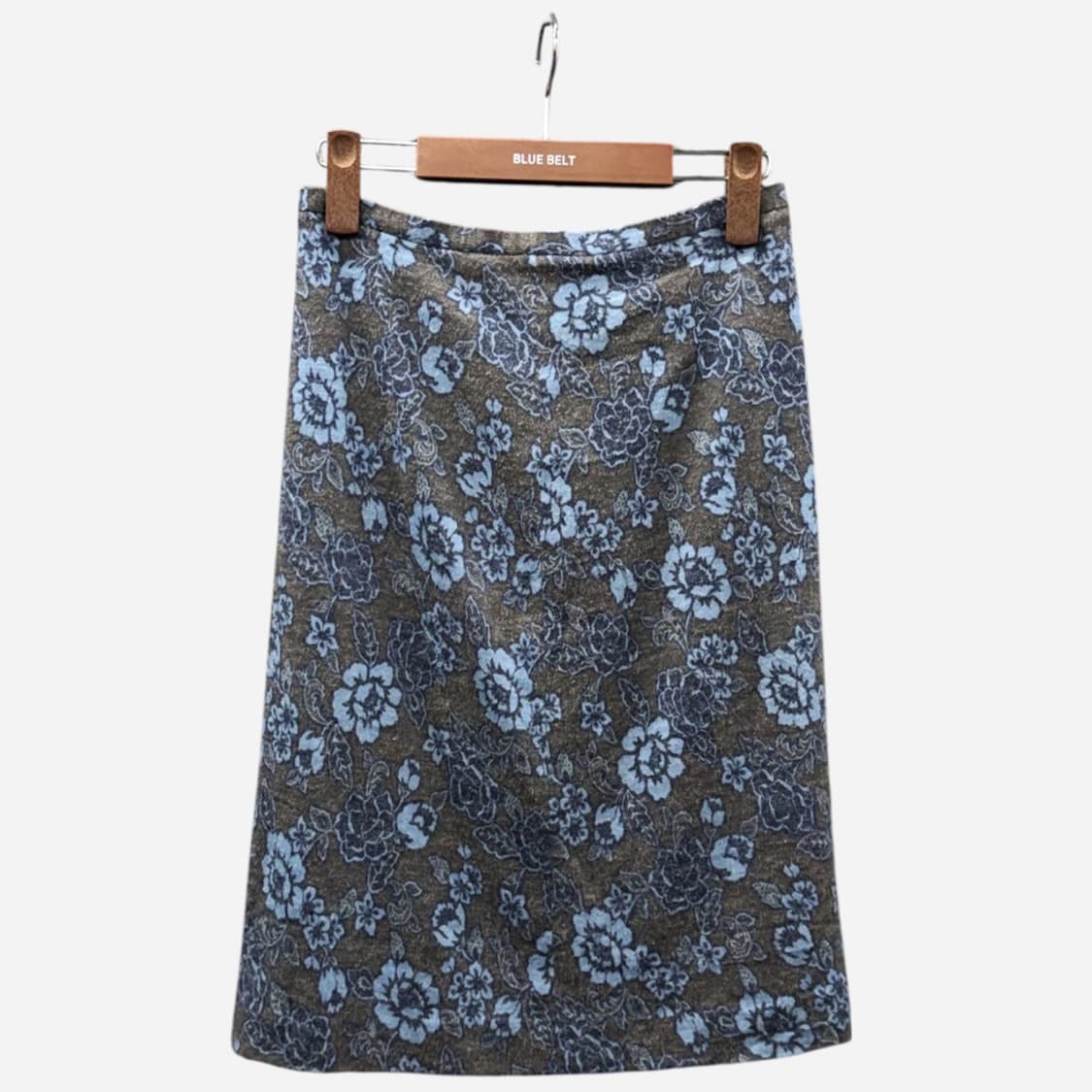 JPN VINTAGE 미디움 스커트 오리엔탈 플라워 패턴 H라인 그레이 상품이미지1