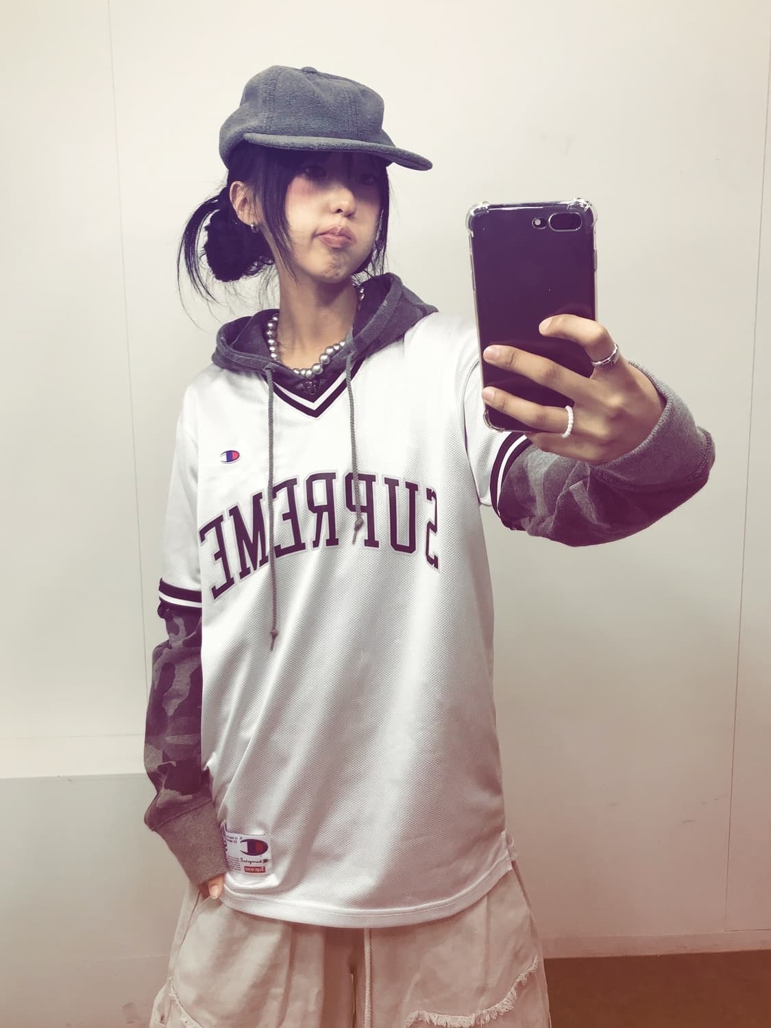 슈프림 x 챔피온 콜라보 화이트 져지 상품이미지2