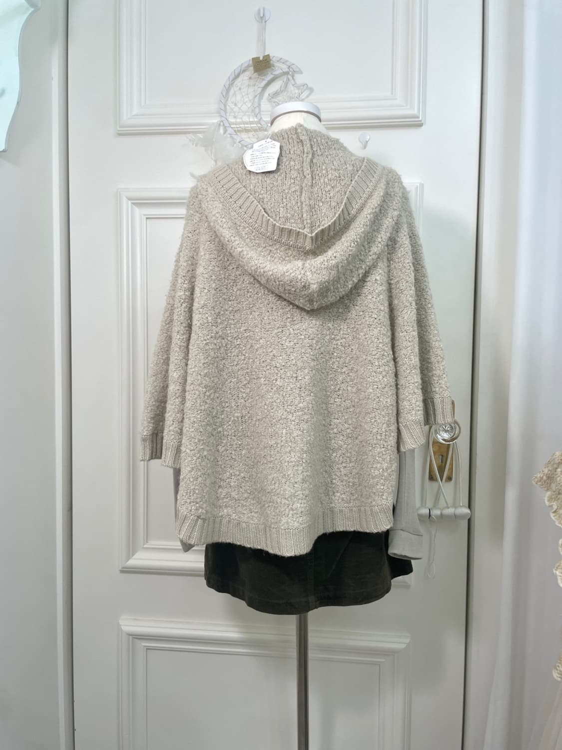 milktea boucle hoodie cape 상품이미지3