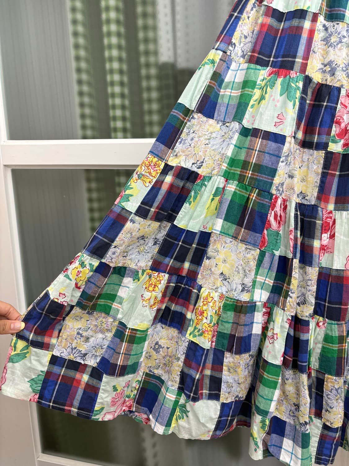 민트 플라워 패치 롱 스커트 상품이미지4