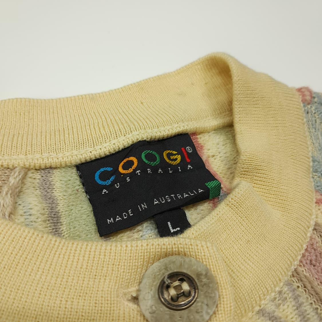 CL114 L COOGI 멀티 컬러 퓨어 울 버튼 카디건 상품이미지3