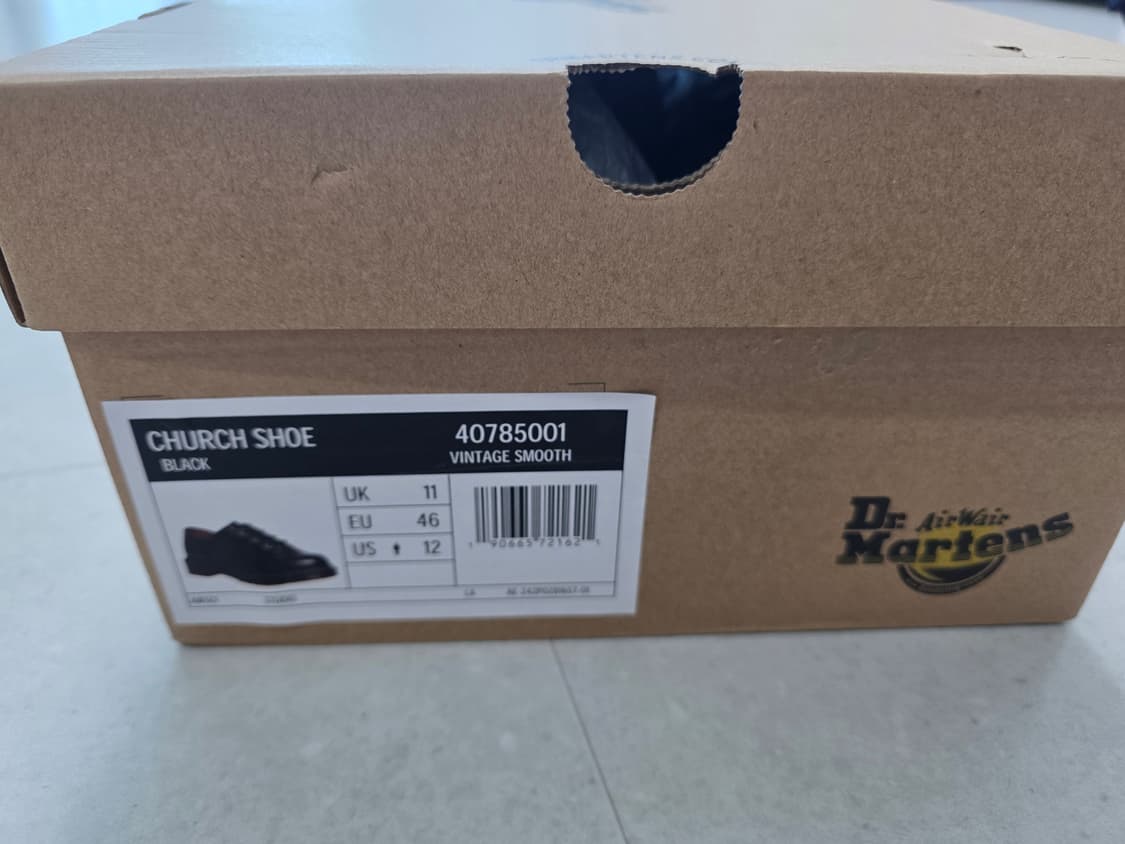 [새상품] 닥터마틴 처치 빈티지 스무스 레더 슈즈 블랙 상품이미지2