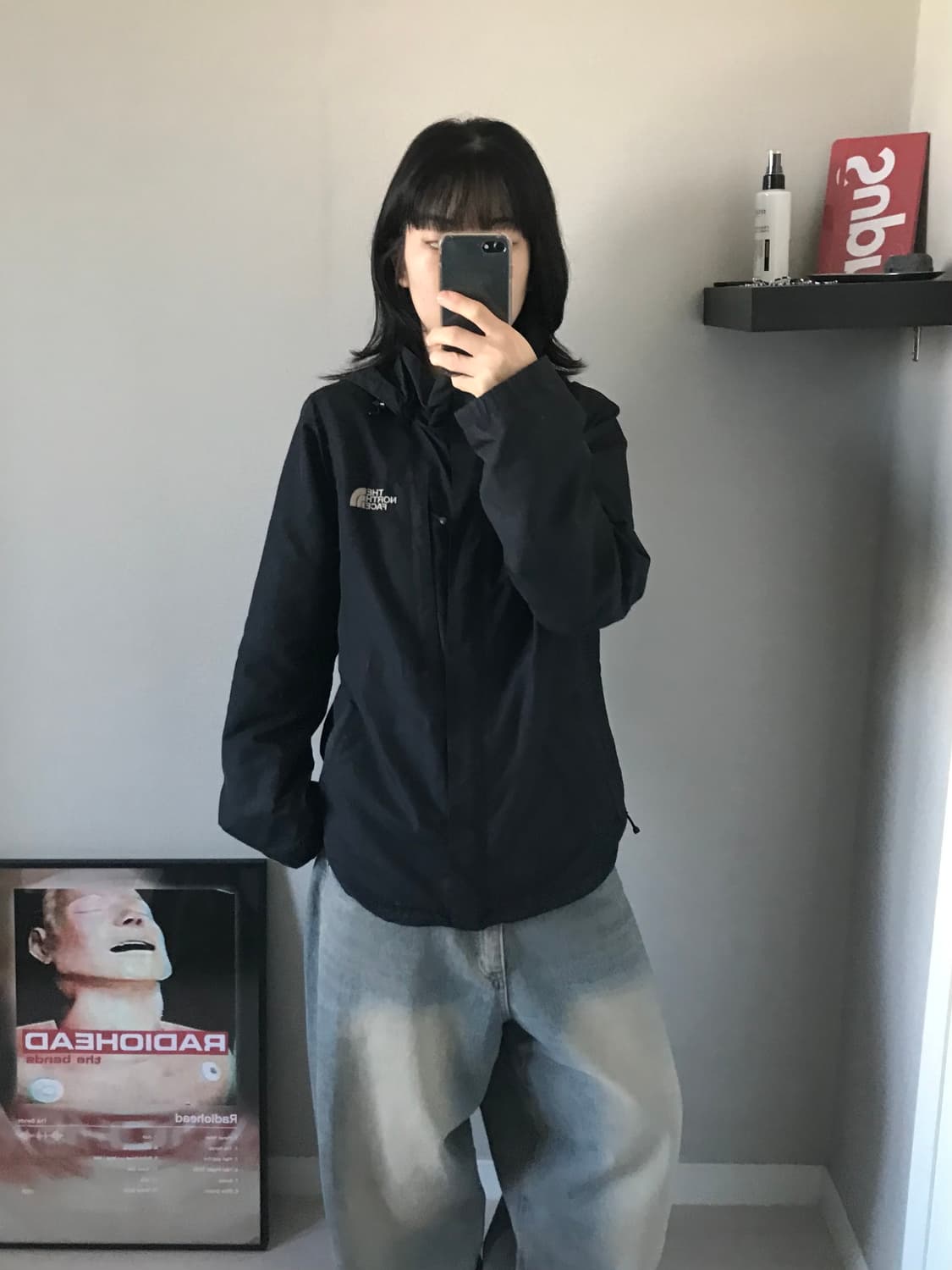 노스페이스 로고 윈드 블랙 바람막이 자켓 상품이미지2