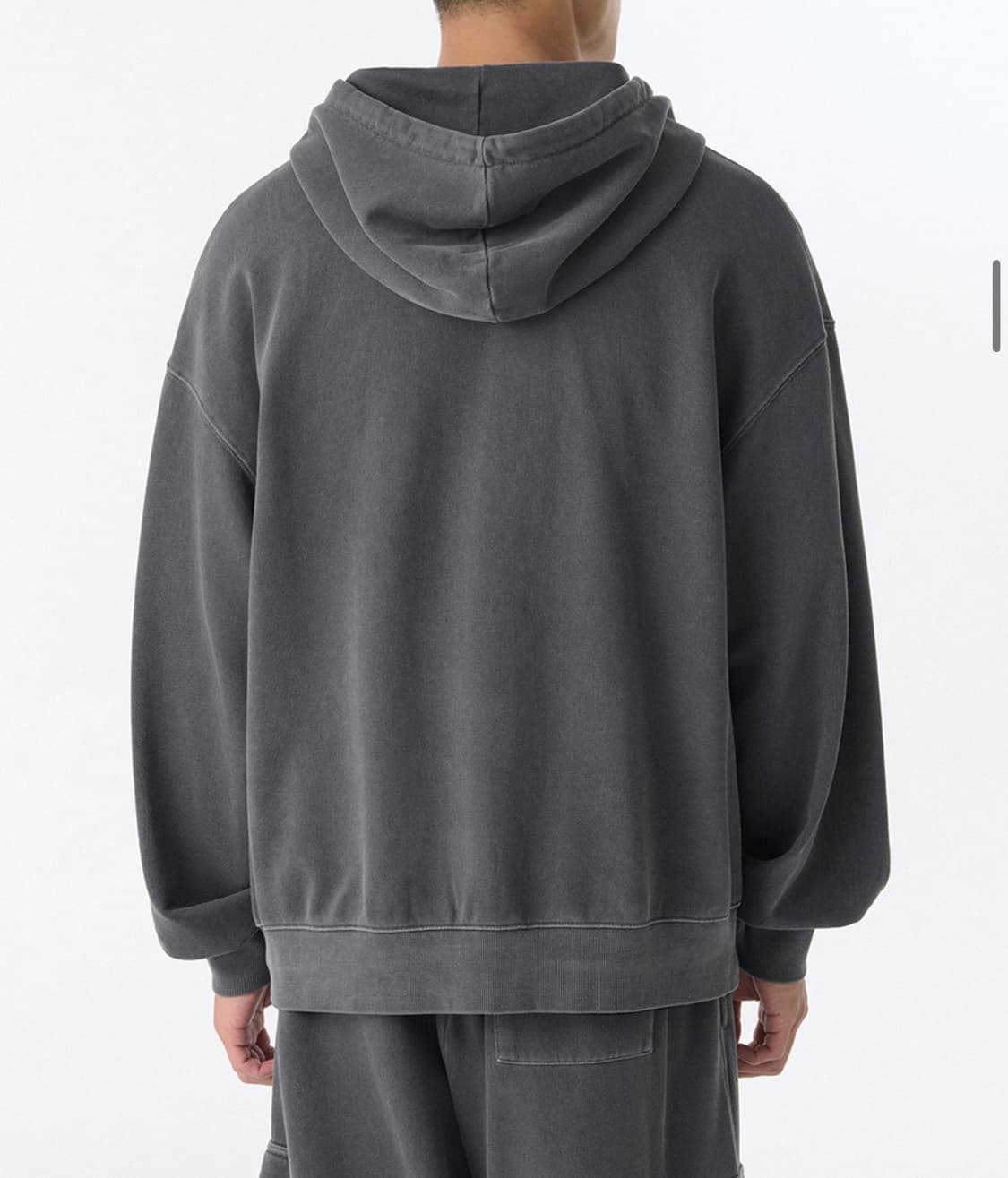 피그먼트 오버사이즈 후디드 스웨트 집업 [차콜 그레이] L 상품이미지5
