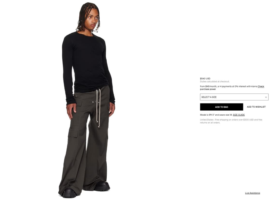 릭오웬스 / 더블 롱 슬리브 티셔츠 / S 상품이미지5