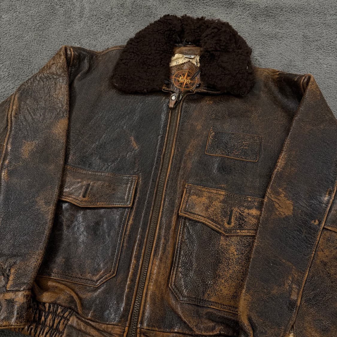 [ 정품/L ] Lee 리 쌍방울 빈티지 G1 레더 가죽 봄버자켓 상품이미지1
