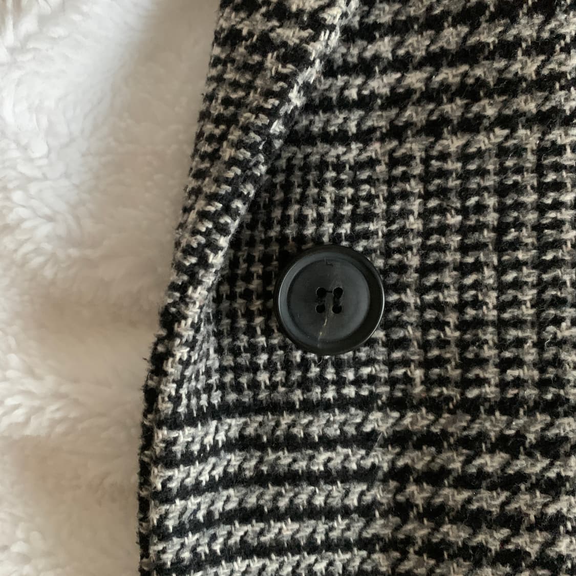 빈티지 체크 원버튼 누빔 울 롱코트 상품이미지5