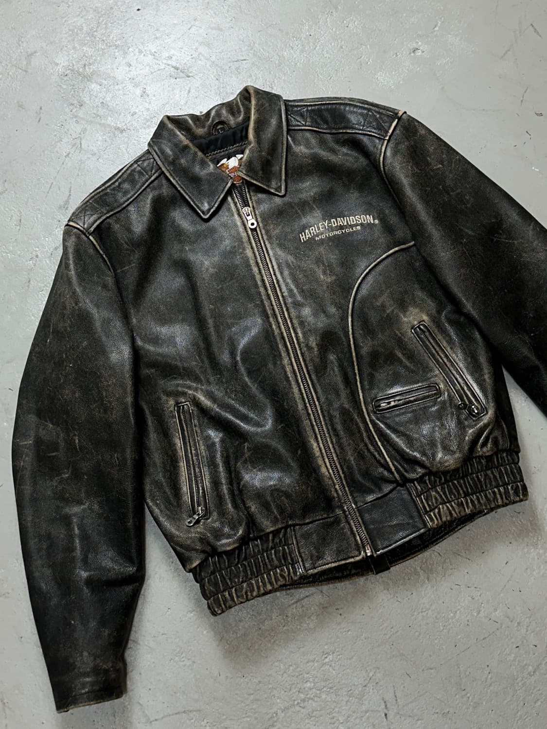 00's 할리데이비슨 레더 봄버 자켓 빈티지 레더자켓 상품이미지5
