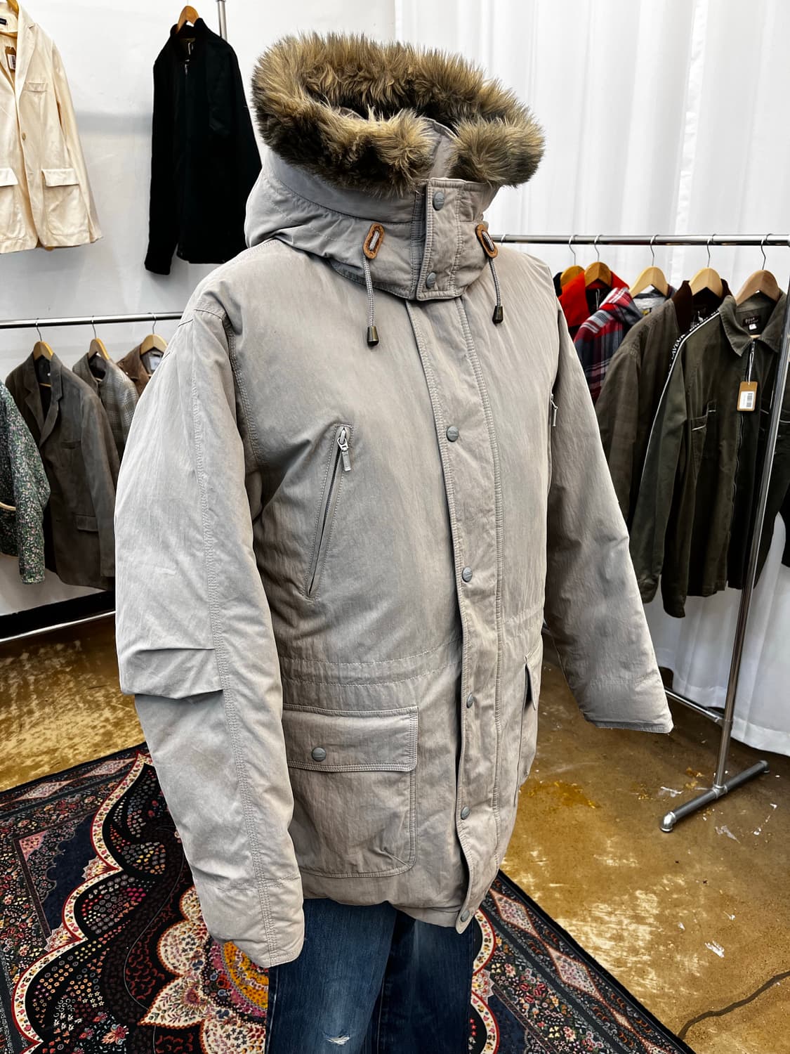 90s 엘엘빈 구스다운 퍼 후디 파카 베이지 상품이미지1