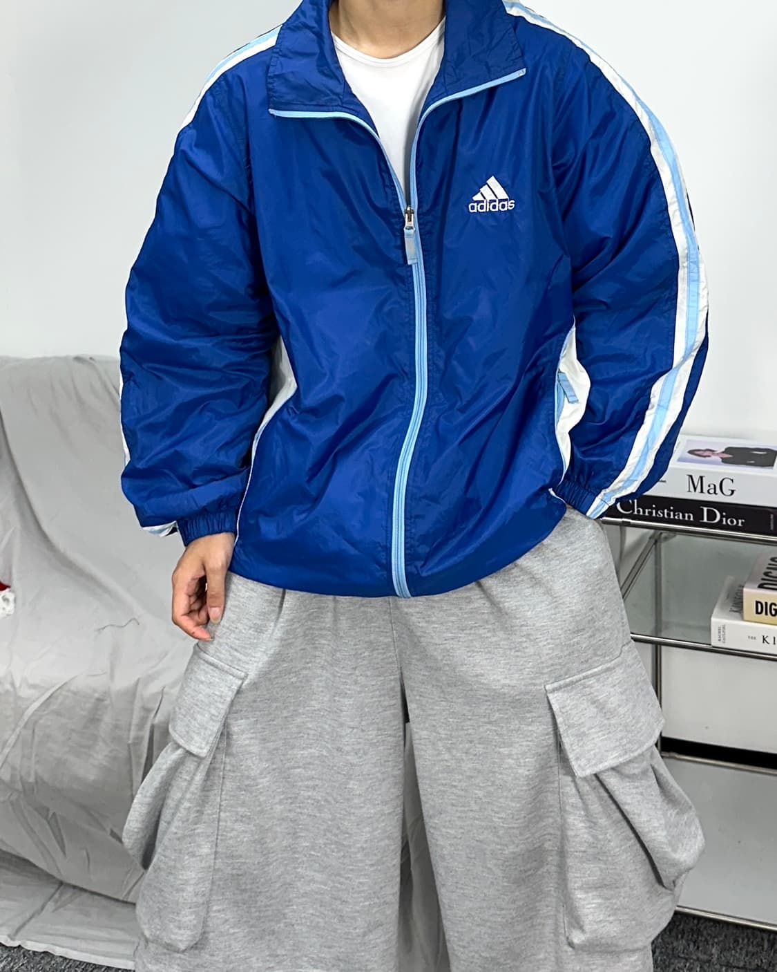 아디다스 블루 화이트 바람막이 상품이미지3