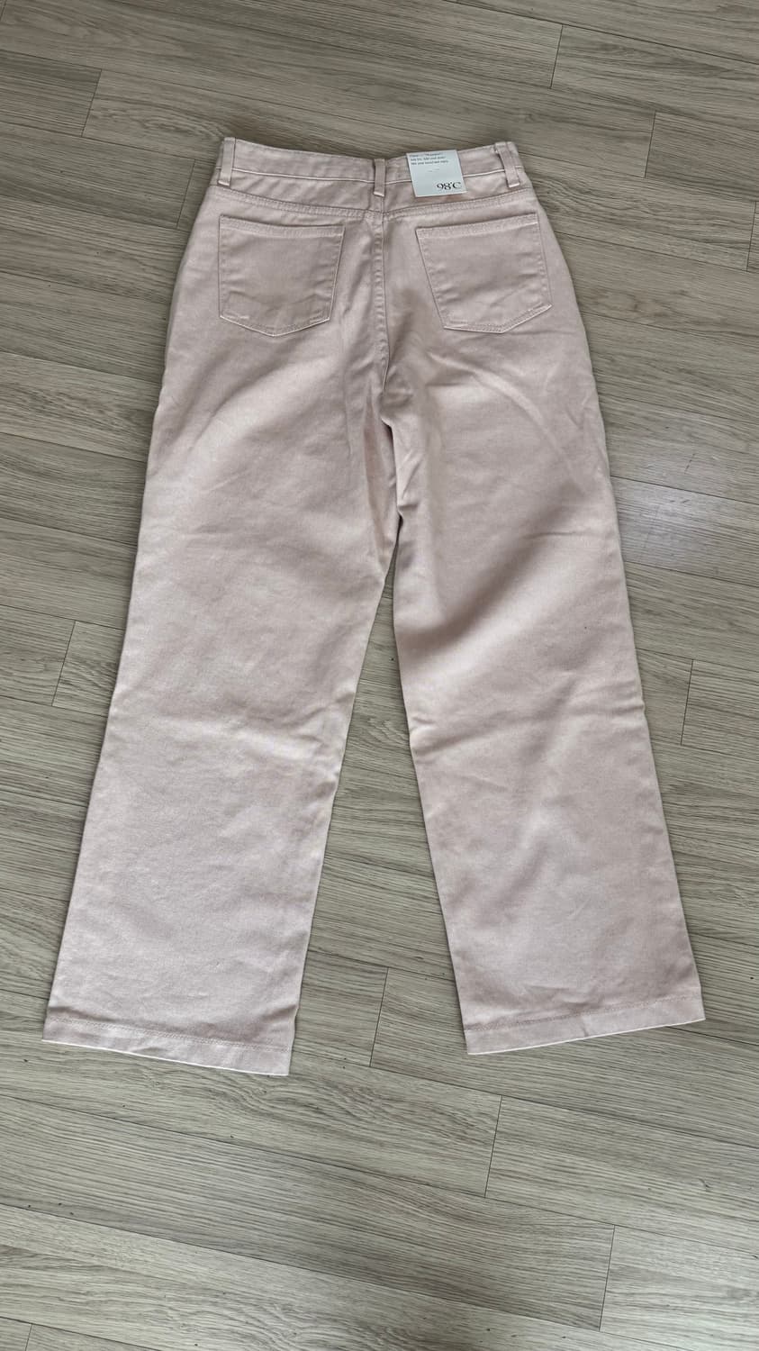 연핑크색 와이드 데님 팬츠 상품이미지2