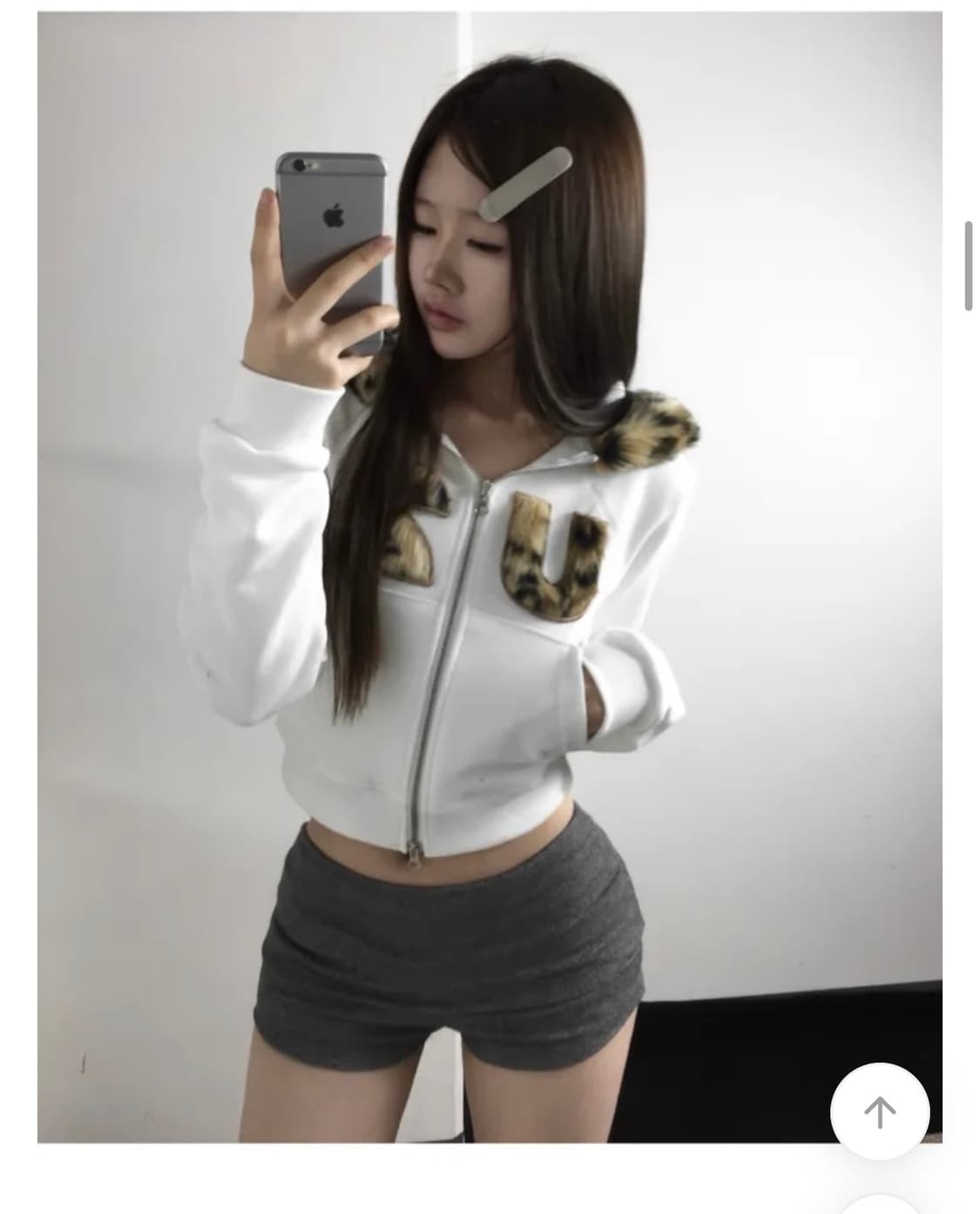 폴링업 기모 크롭 퍼후드집업 상품이미지2